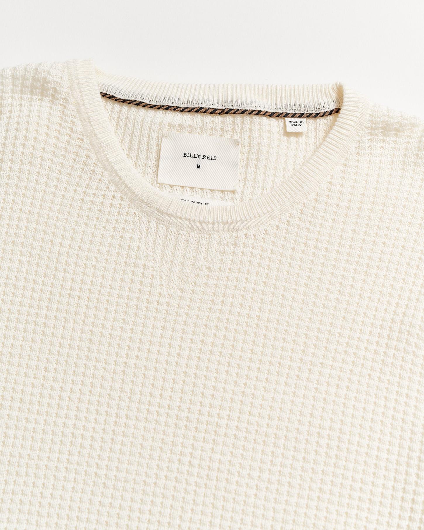 Men Mini Waffle Crew White | Billy Reid Sweaters &amp; Sweatshirts