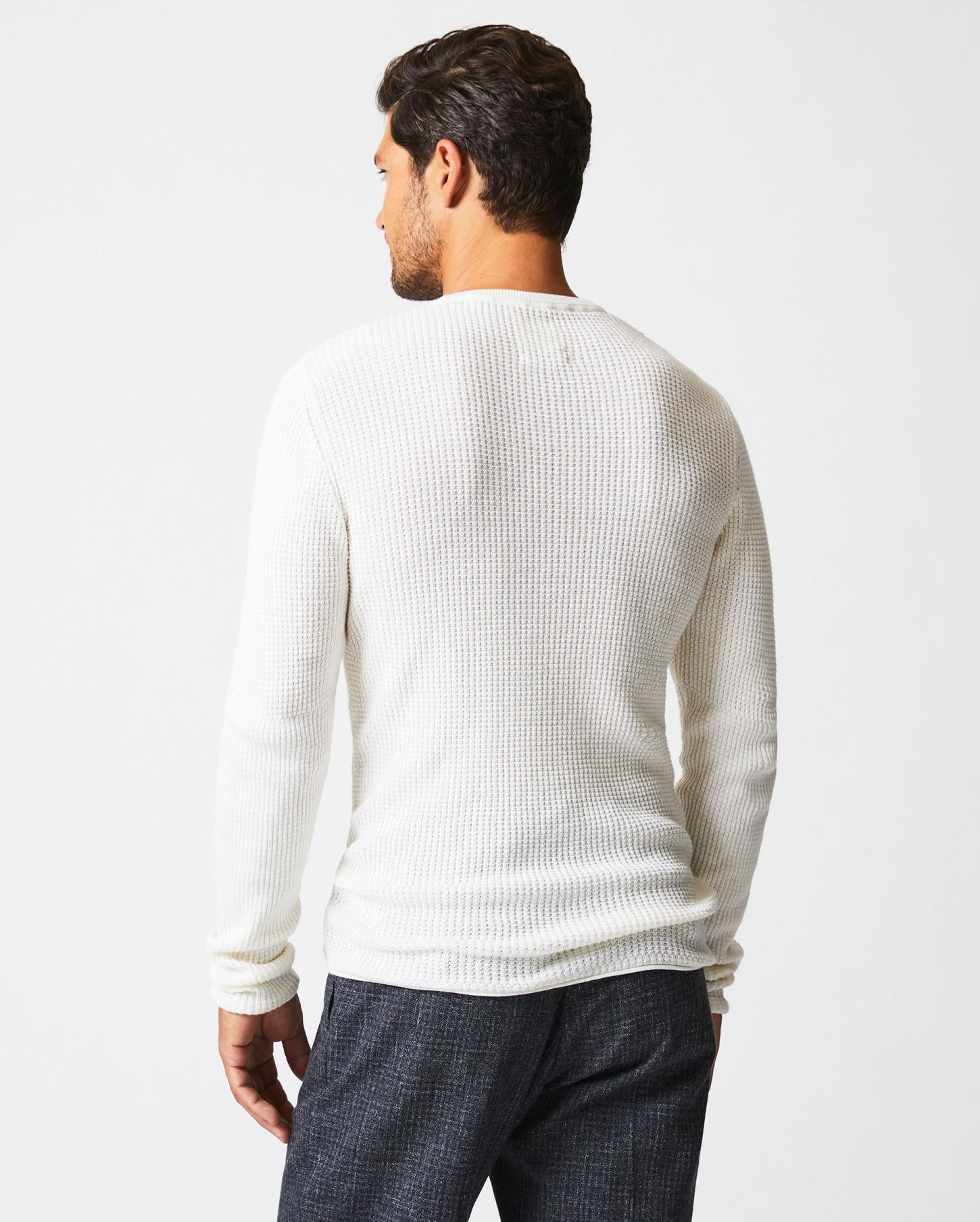 Men Mini Waffle Crew White | Billy Reid Sweaters &amp; Sweatshirts