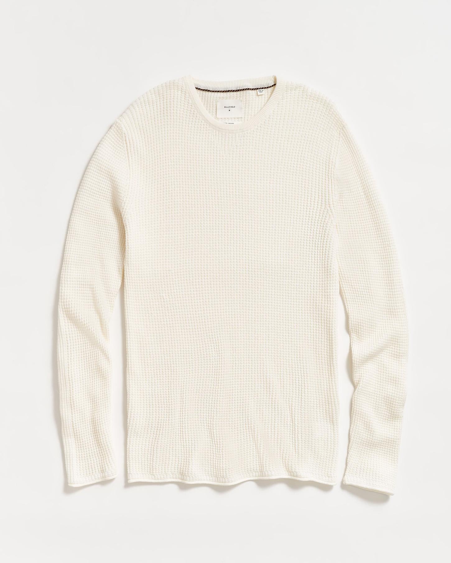 Men Mini Waffle Crew White | Billy Reid Sweaters &amp; Sweatshirts