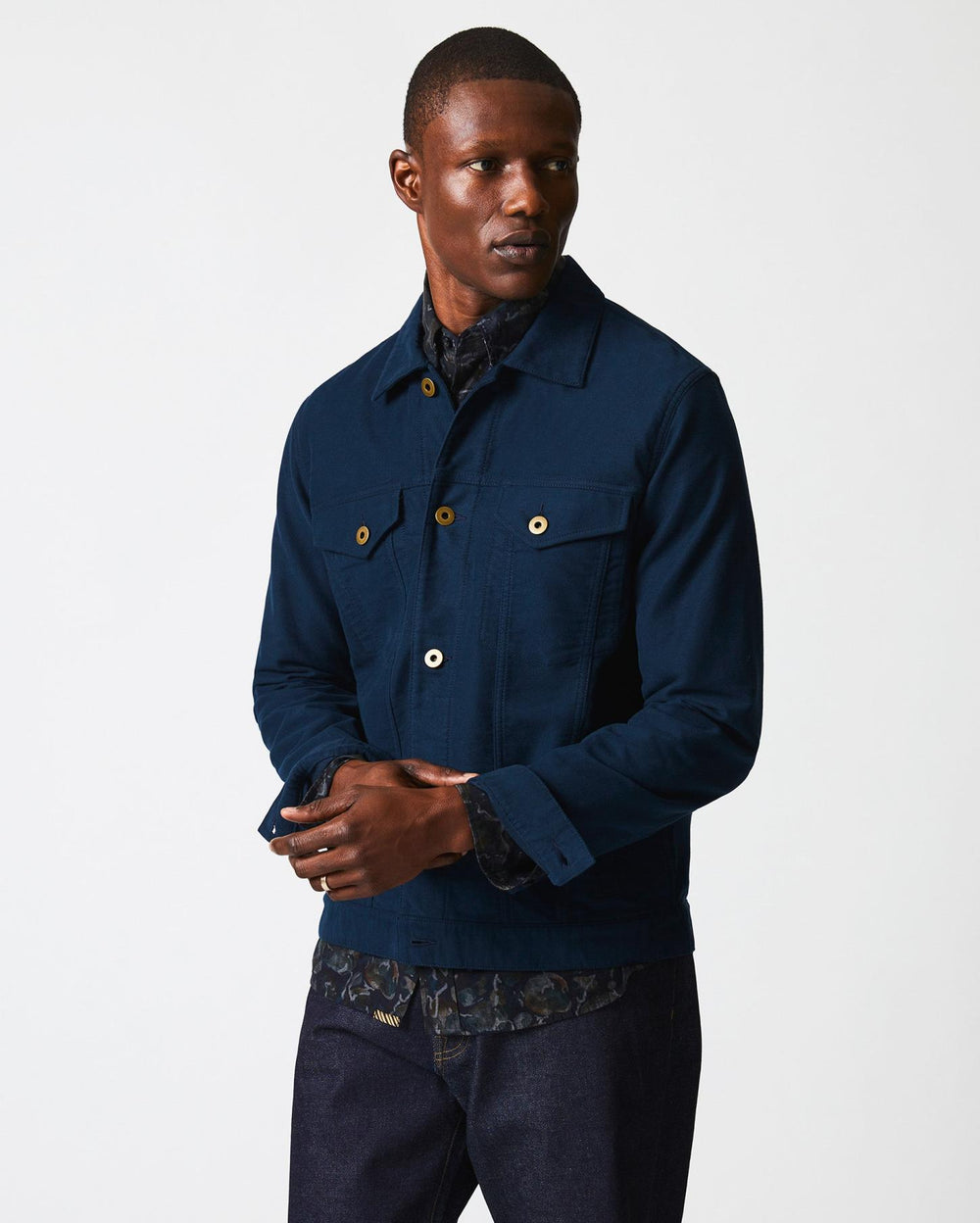 Men Moleskin Tupelo Trucker Jacket Carbon Blue | Billy Reid Jackets &amp; Outerwear