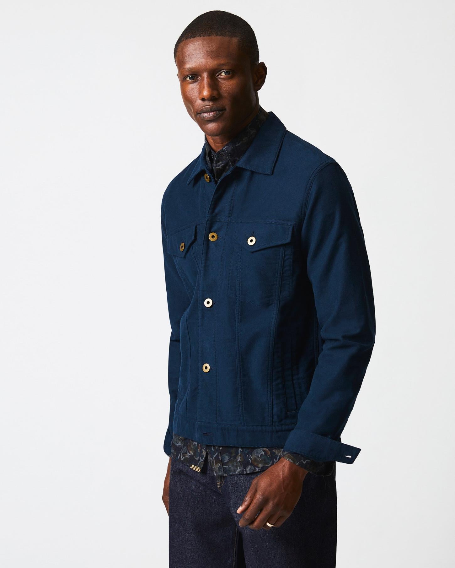 Men Moleskin Tupelo Trucker Jacket Carbon Blue | Billy Reid Jackets &amp; Outerwear