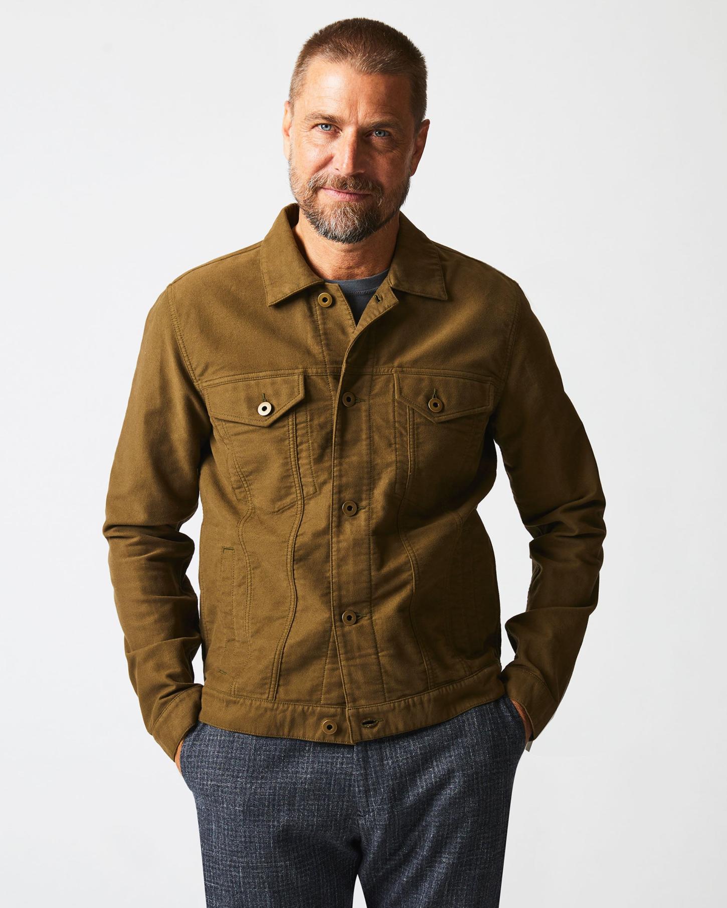 Men Moleskin Tupelo Trucker Jacket Olive | Billy Reid Jackets &amp; Outerwear