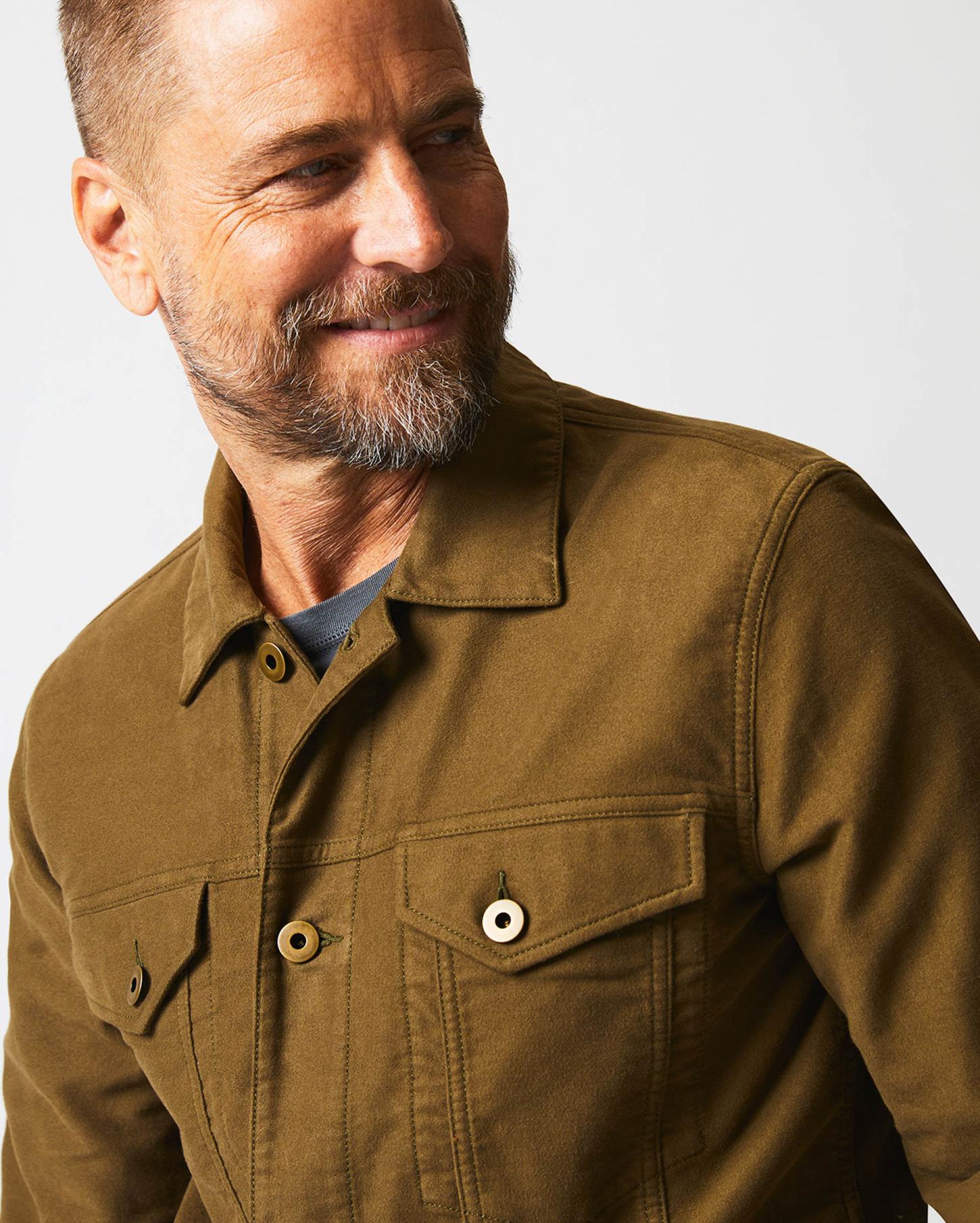 Men Moleskin Tupelo Trucker Jacket Olive | Billy Reid Jackets &amp; Outerwear
