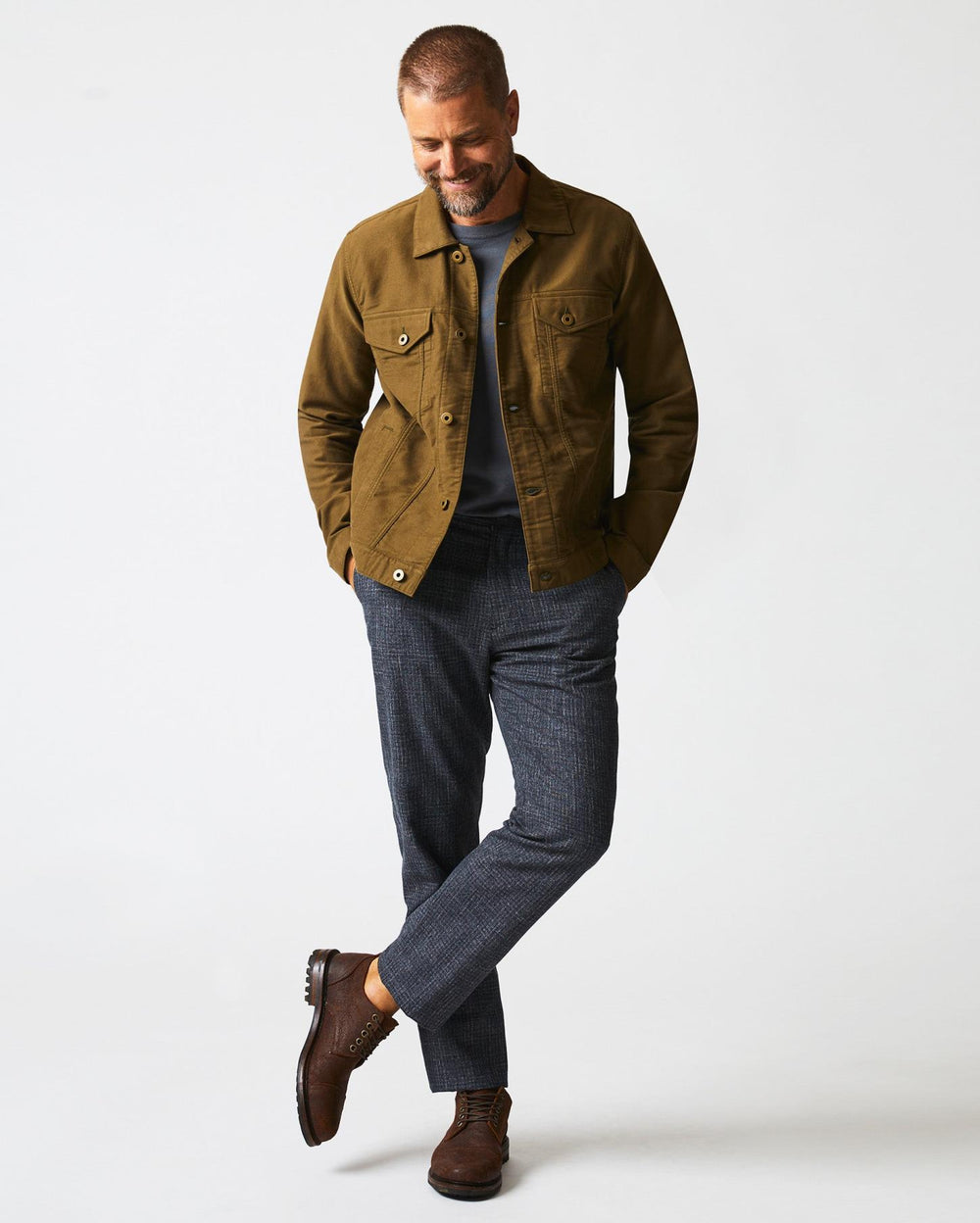 Men Moleskin Tupelo Trucker Jacket Olive | Billy Reid Jackets &amp; Outerwear