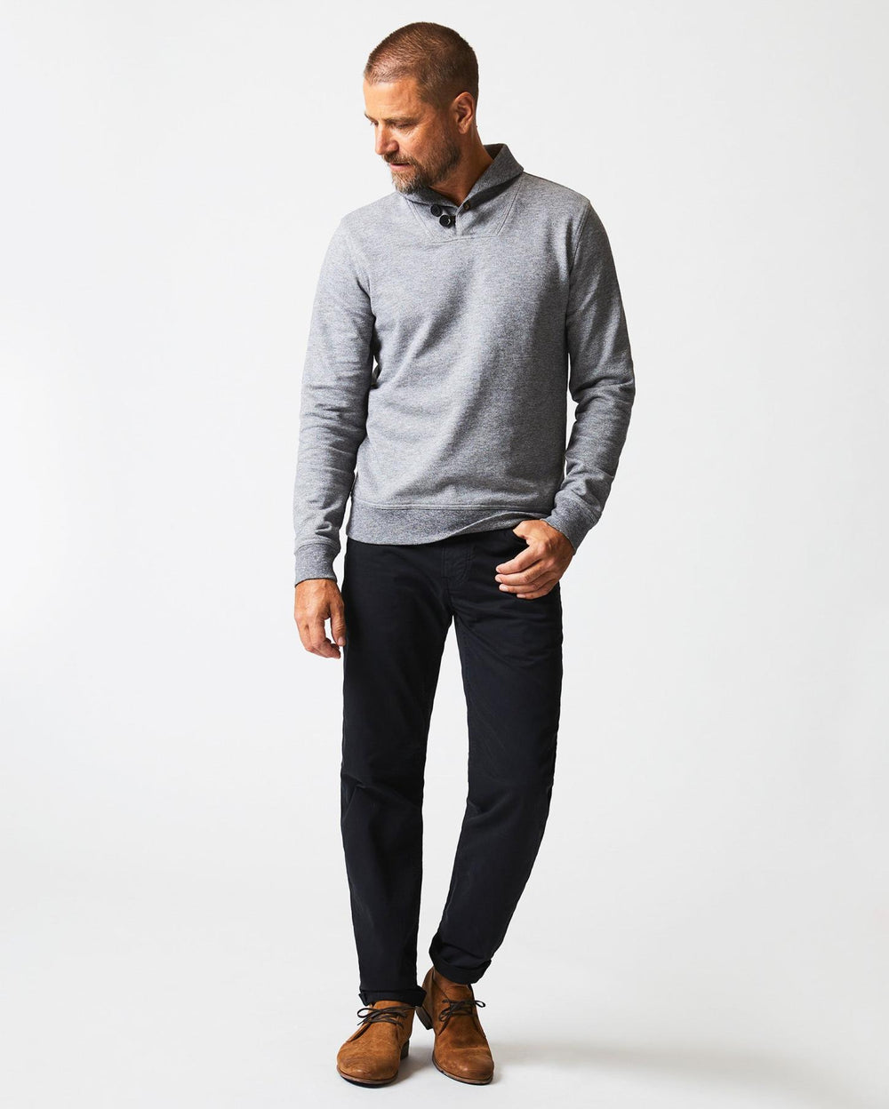 Men Mouline Shawl Pullover Medium Grey | Billy Reid Sweaters &amp; Sweatshirts