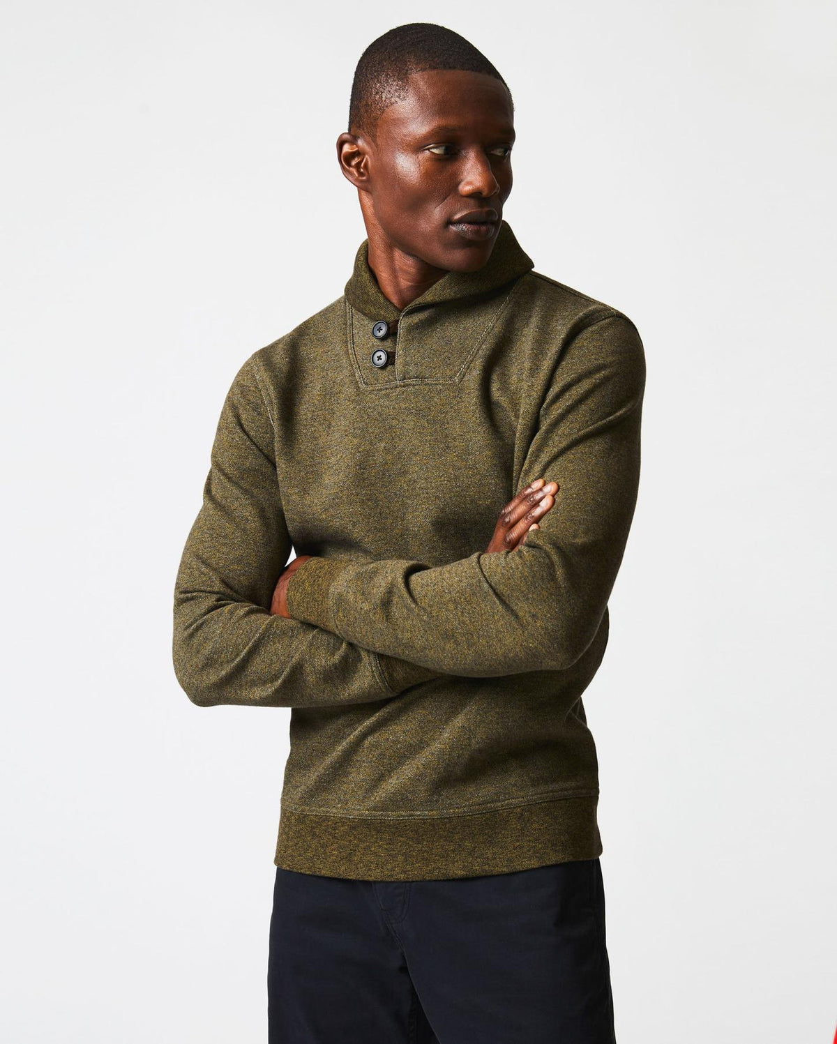 Men Mouline Shawl Pullover Olive | Billy Reid Sweaters &amp; Sweatshirts