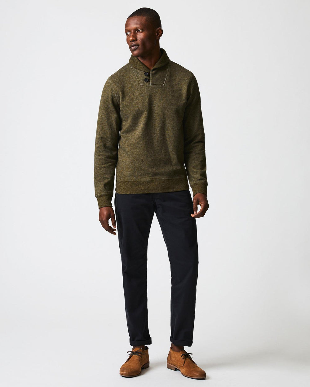 Men Mouline Shawl Pullover Olive | Billy Reid Sweaters &amp; Sweatshirts