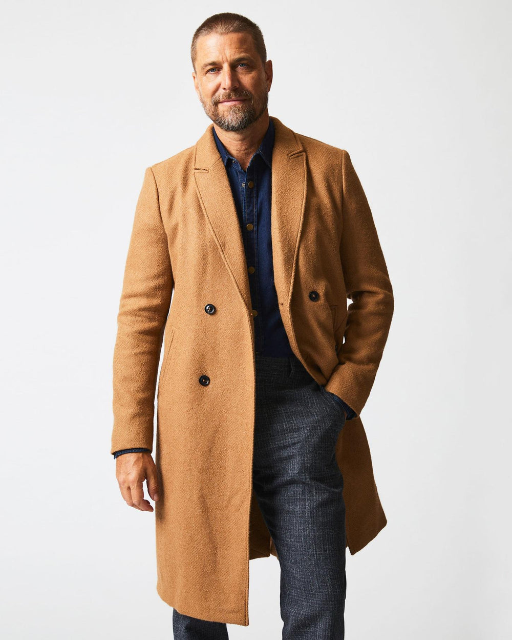 Men Officers Coat Camel | Billy Reid Jackets &amp; Outerwear