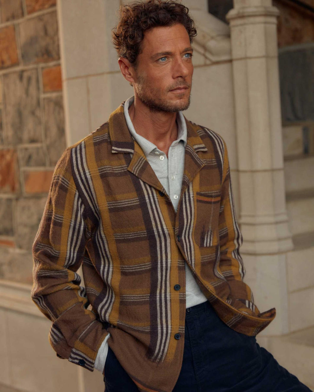 Men Ombre Selvedge Camp Overshirt Multi | Billy Reid Shirting