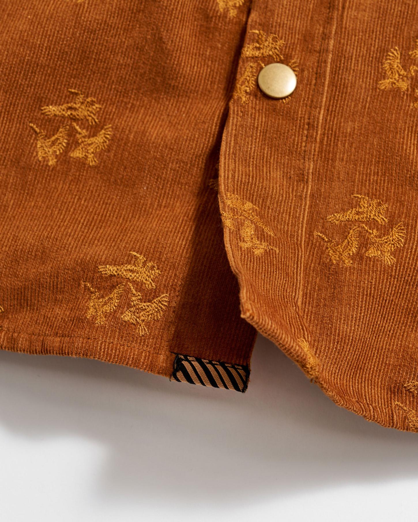 Men Pelican Cord Western Snap Front Shirt Billy's Brown | Billy Reid Shirting