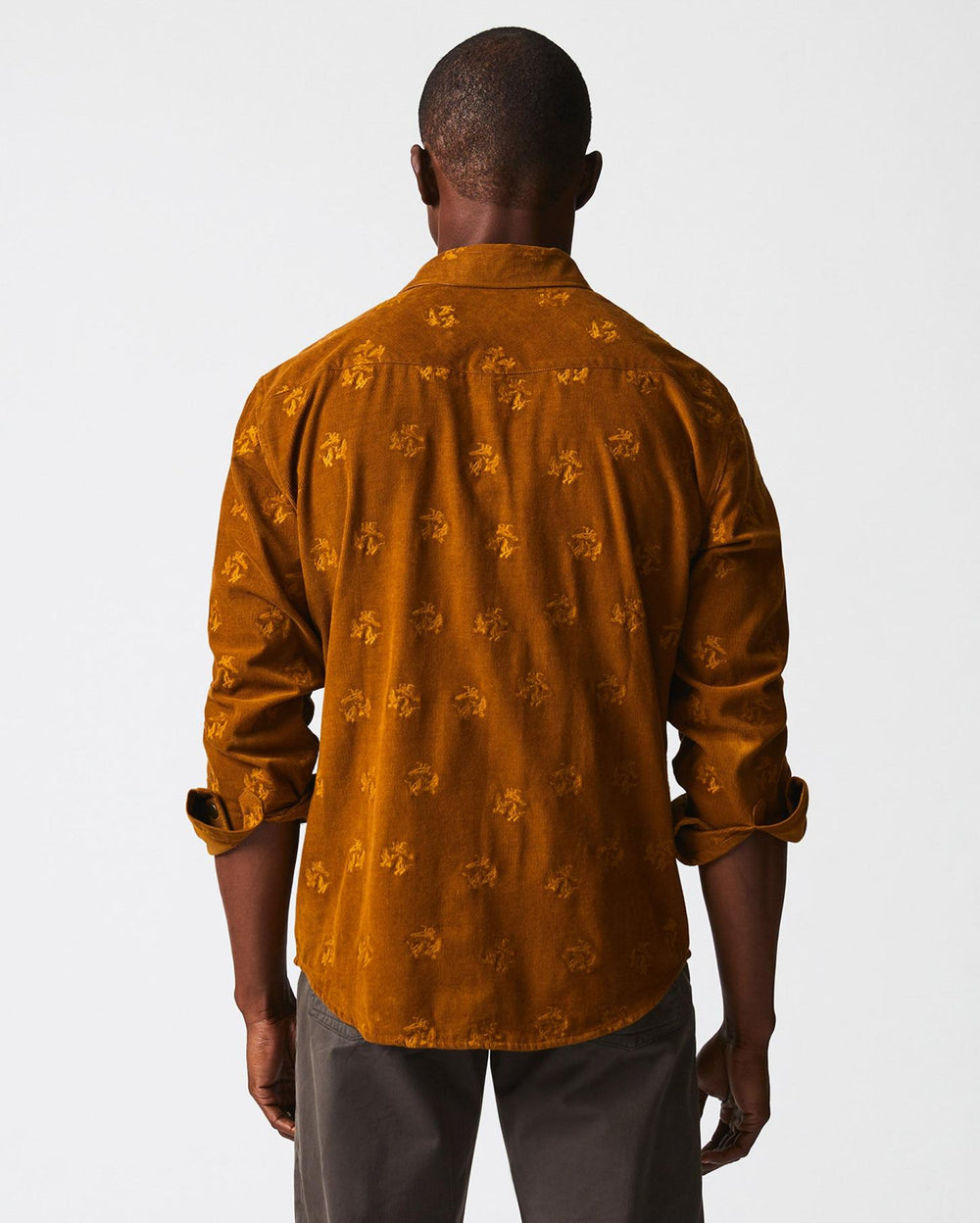 Men Pelican Cord Western Snap Front Shirt Billy's Brown | Billy Reid Shirting