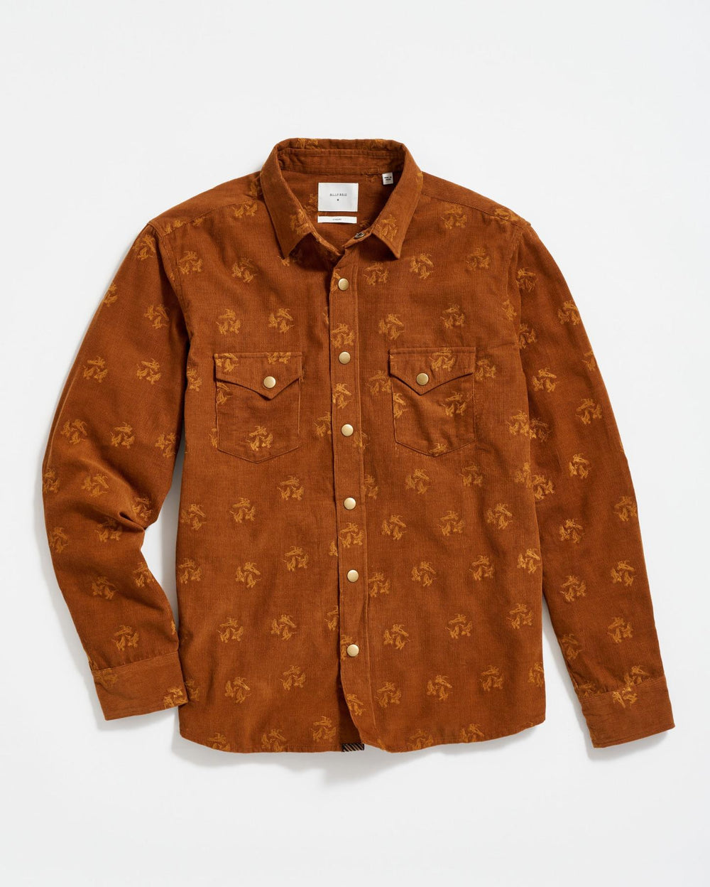 Men Pelican Cord Western Snap Front Shirt Billy's Brown | Billy Reid Shirting