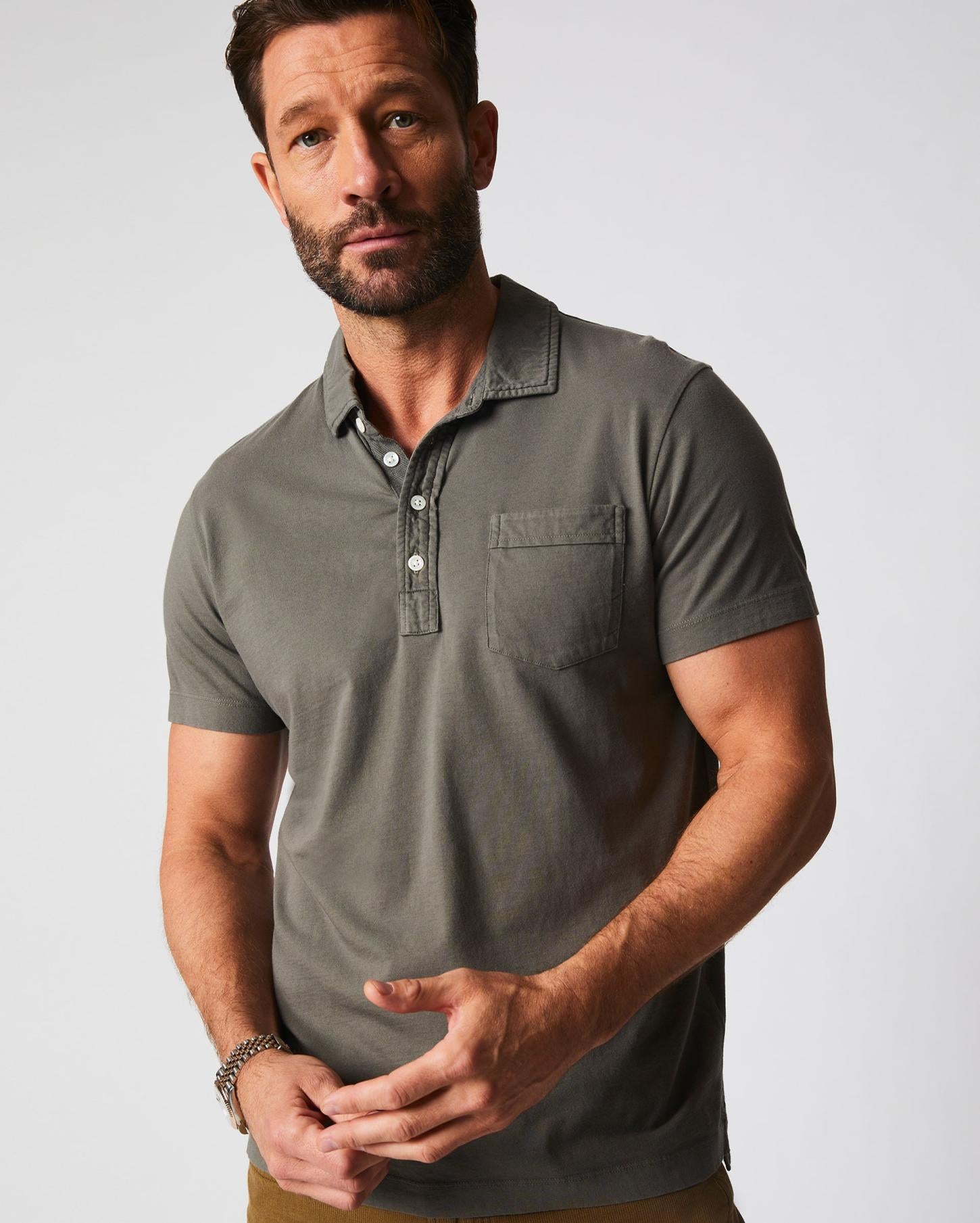 Men Pensacola Polo Washed Grey | Billy Reid Polos, Tees &amp; Henleys