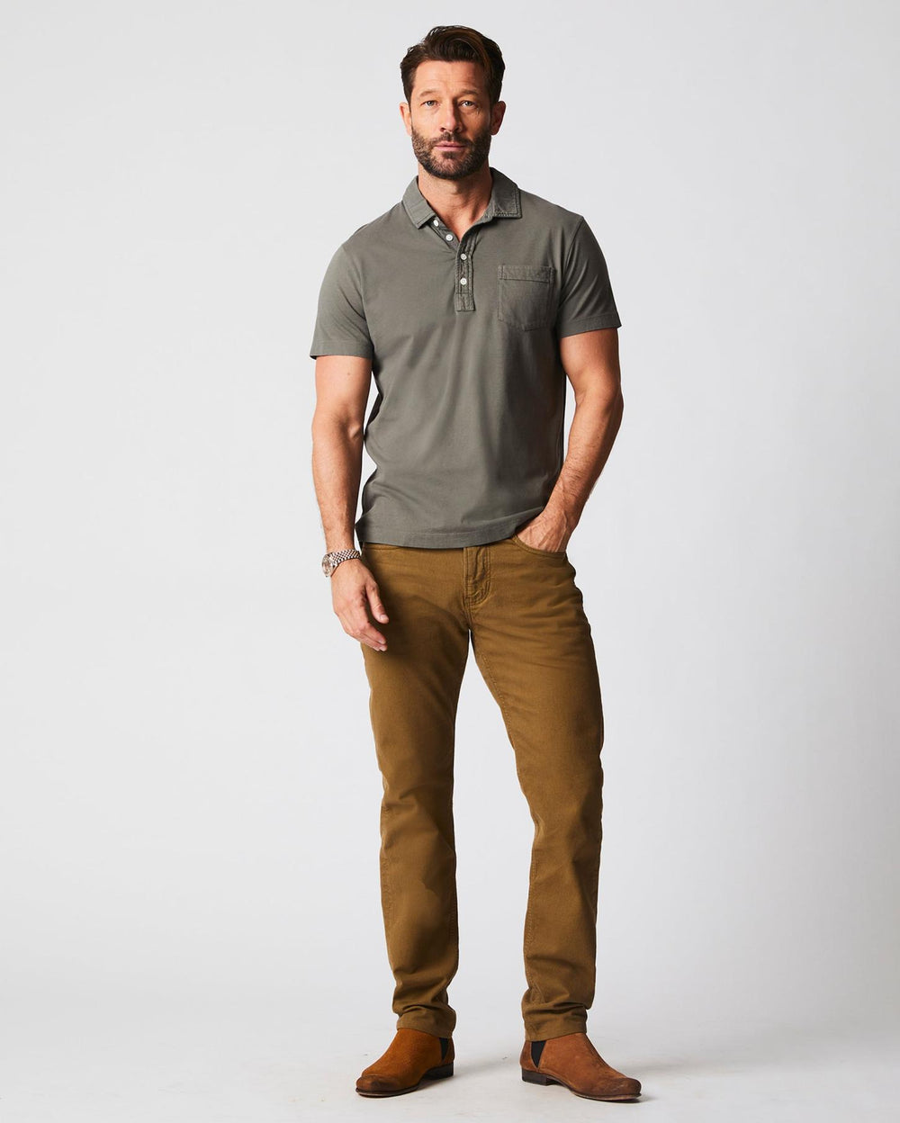 Men Pensacola Polo Washed Grey | Billy Reid Polos, Tees &amp; Henleys
