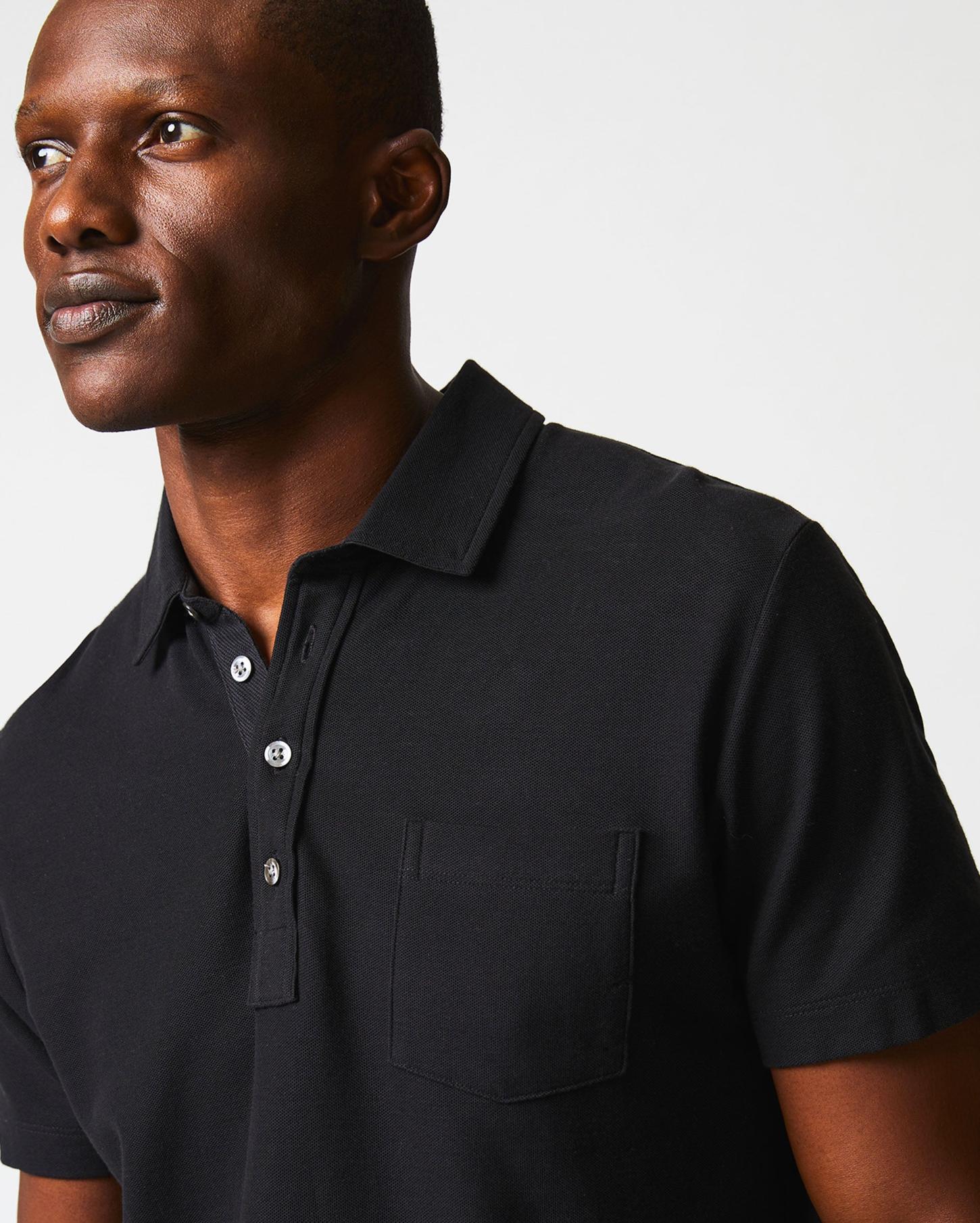 Men Pique Pensacola Polo Black | Billy Reid Polos, Tees &amp; Henleys