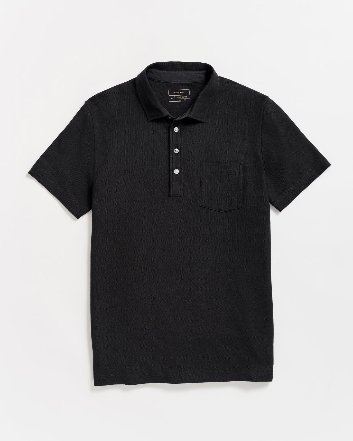 Men Pique Pensacola Polo Black | Billy Reid Polos, Tees &amp; Henleys