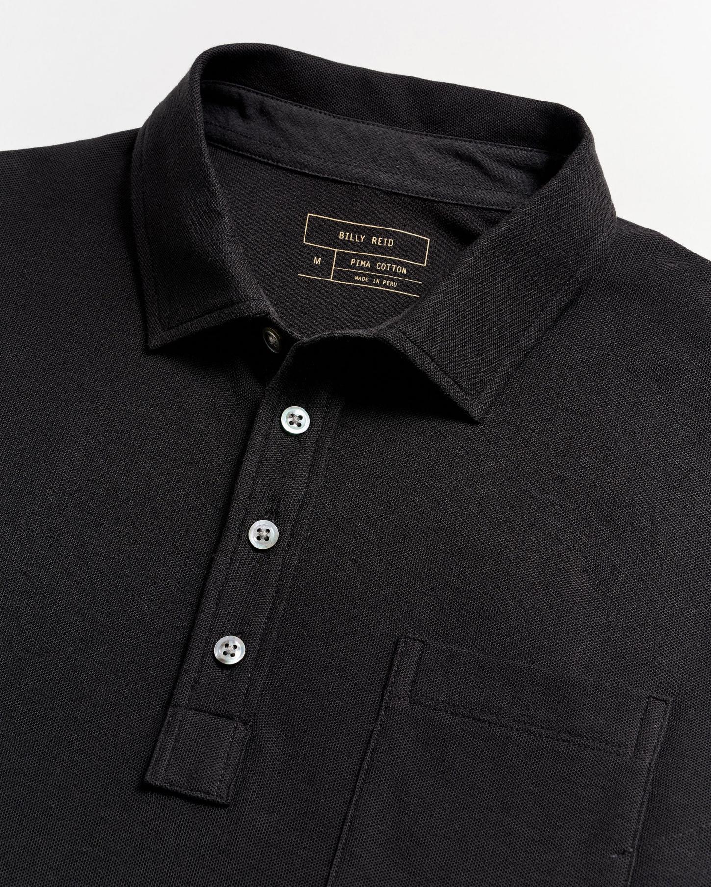 Men Pique Pensacola Polo Black | Billy Reid Polos, Tees &amp; Henleys