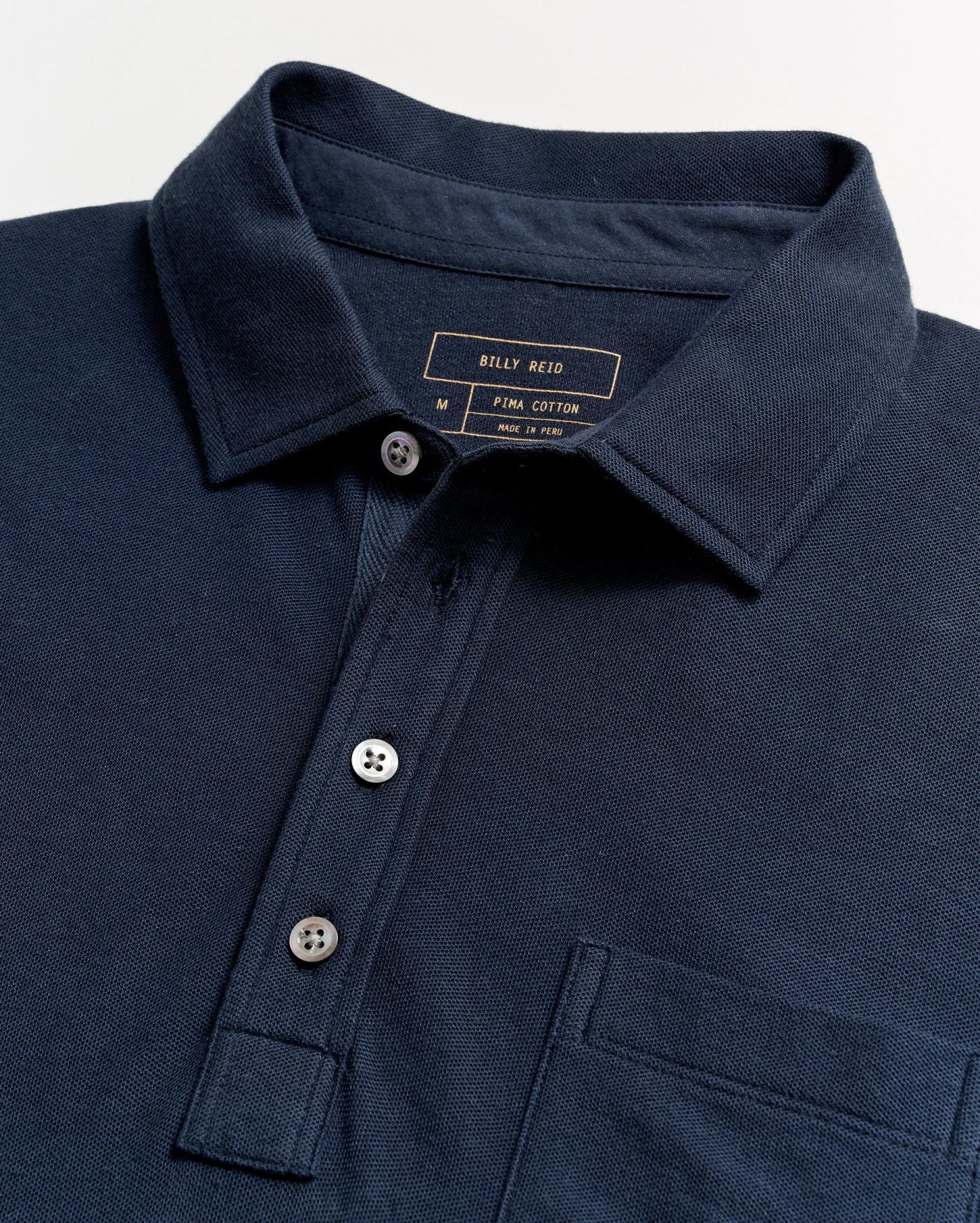Men Pique Pensacola Polo Carbon Blue | Billy Reid Polos, Tees &amp; Henleys