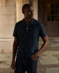 Men Pique Pensacola Polo Carbon Blue | Billy Reid Polos, Tees &amp; Henleys