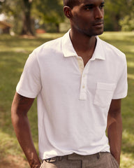 Men Pique Pensacola Polo White | Billy Reid Polos, Tees &amp; Henleys