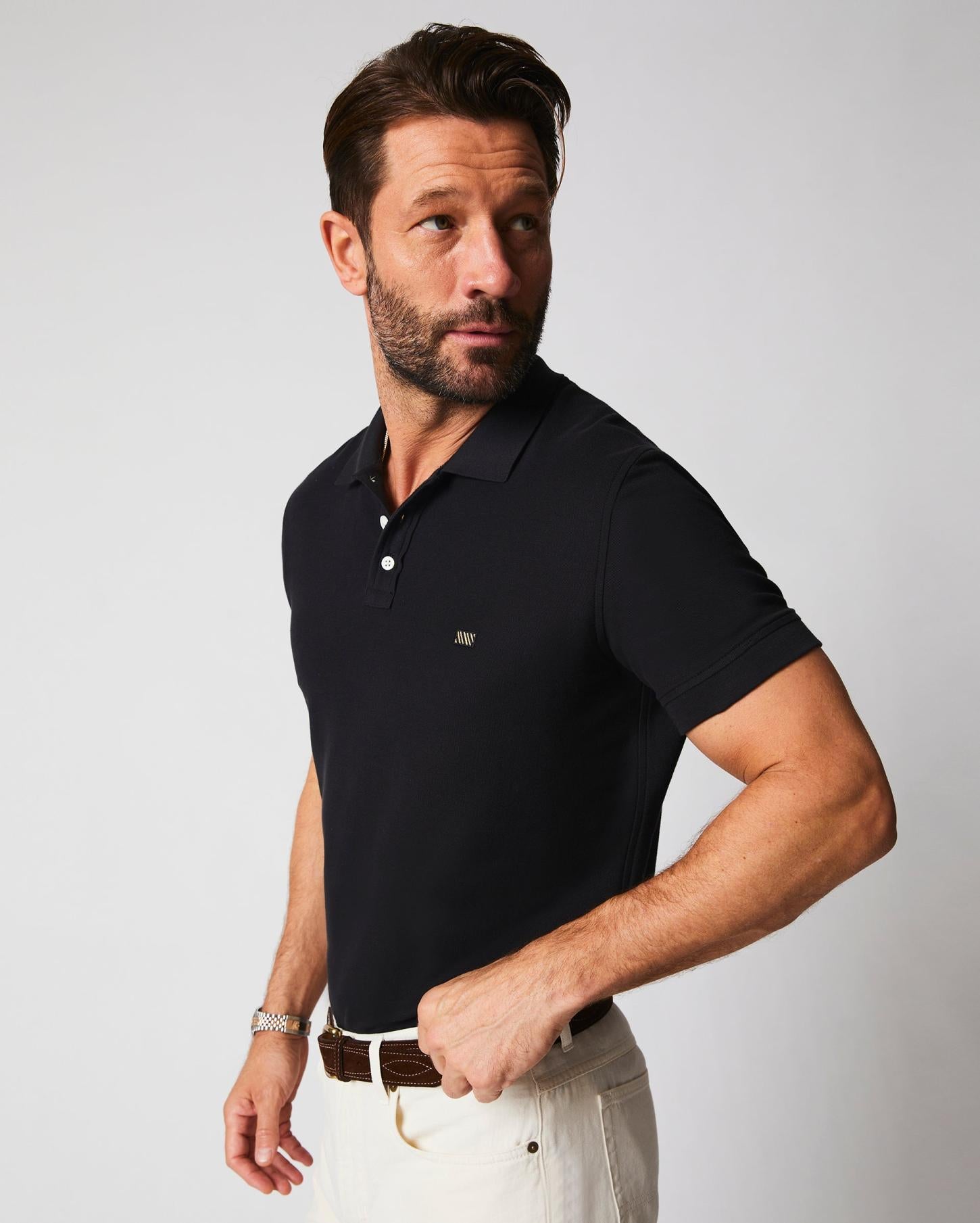 Men Pique Polo Black | Billy Reid Polos, Tees &amp; Henleys