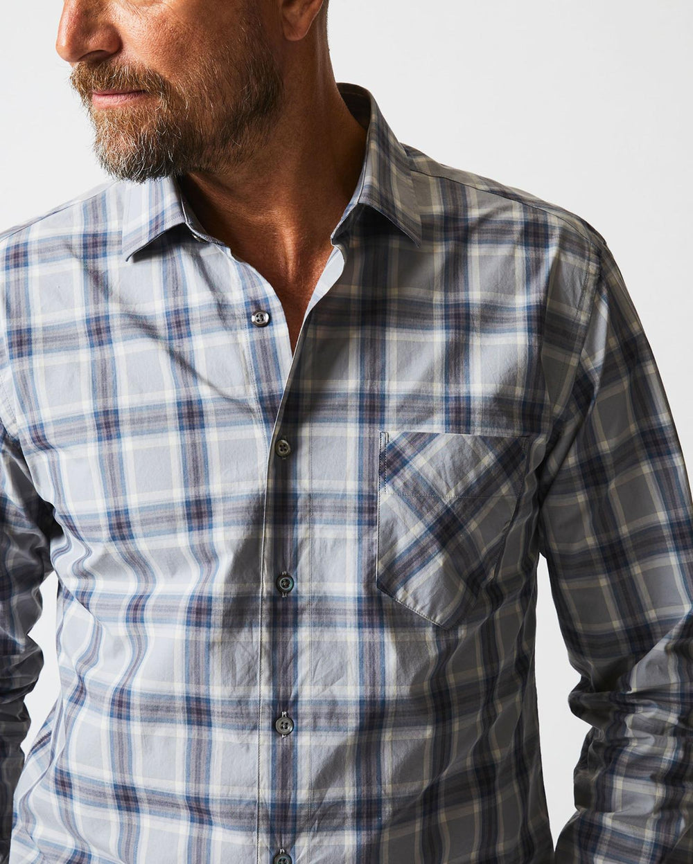 Men Plaid John T Shirt Grey/blue | Billy Reid Shirting