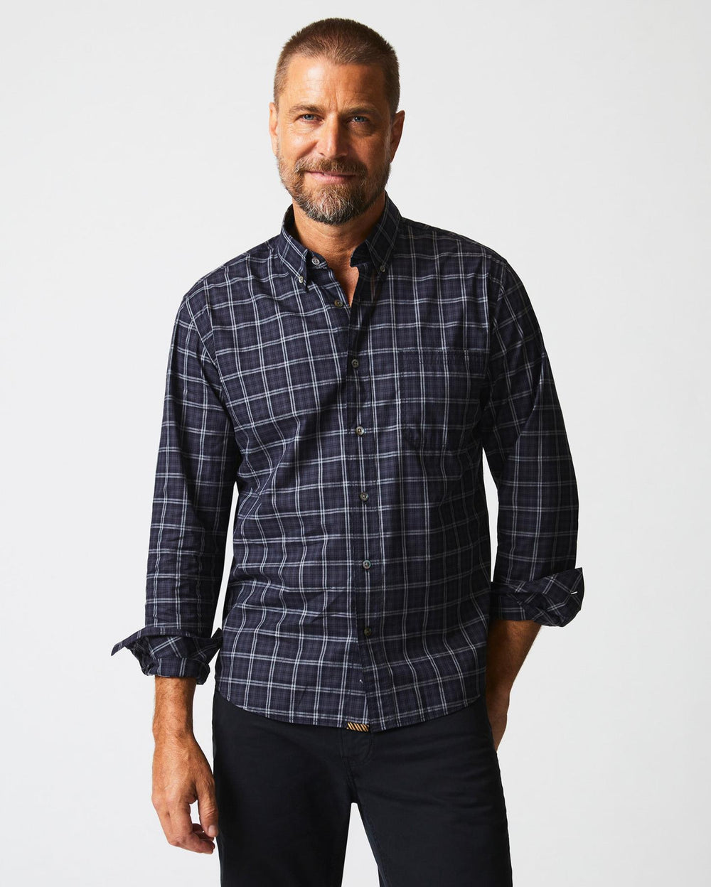 Men Plaid Tuscumbia Shirt Bd Black/grey | Billy Reid Shirting