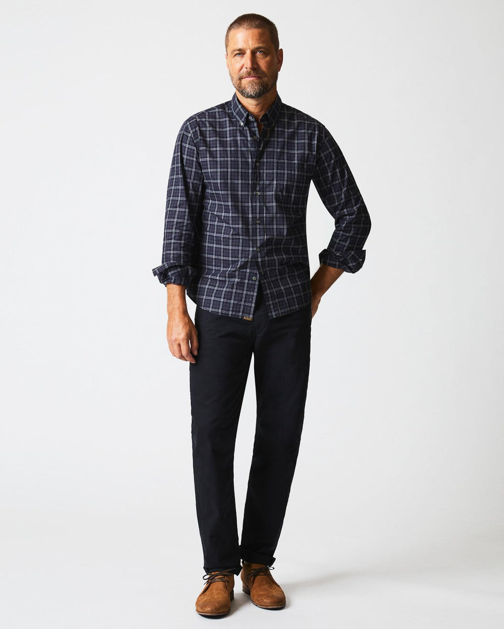 Men Plaid Tuscumbia Shirt Bd Black/grey | Billy Reid Shirting