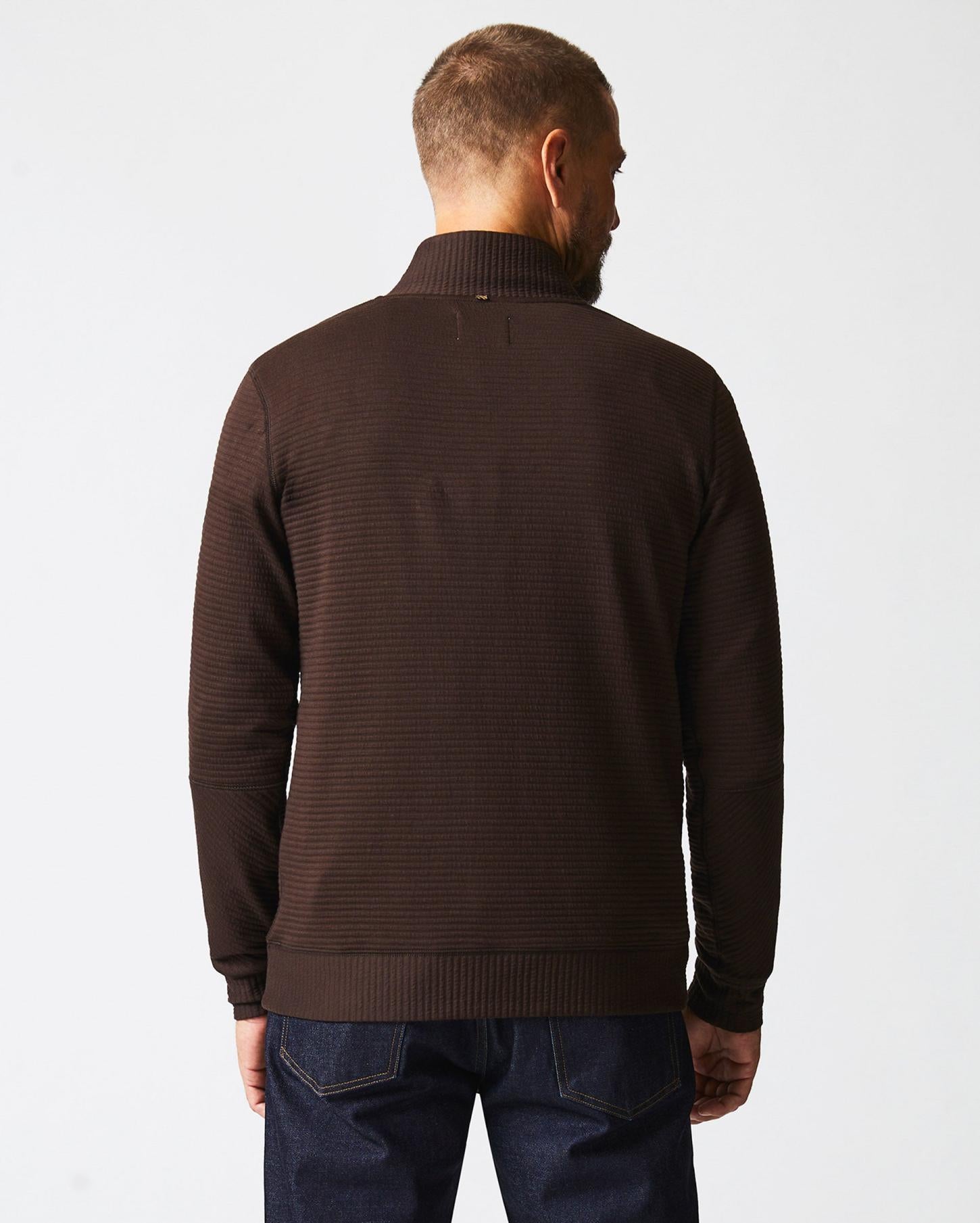 Men Quilted Half Zip Chocolate | Billy Reid Sweaters &amp; Sweatshirts