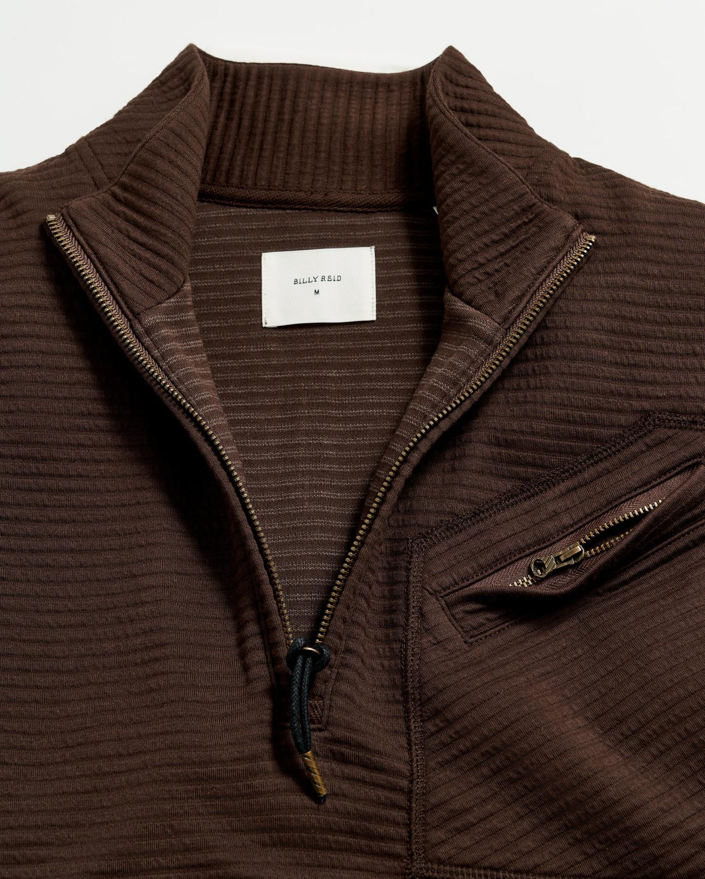 Men Quilted Half Zip Chocolate | Billy Reid Sweaters &amp; Sweatshirts