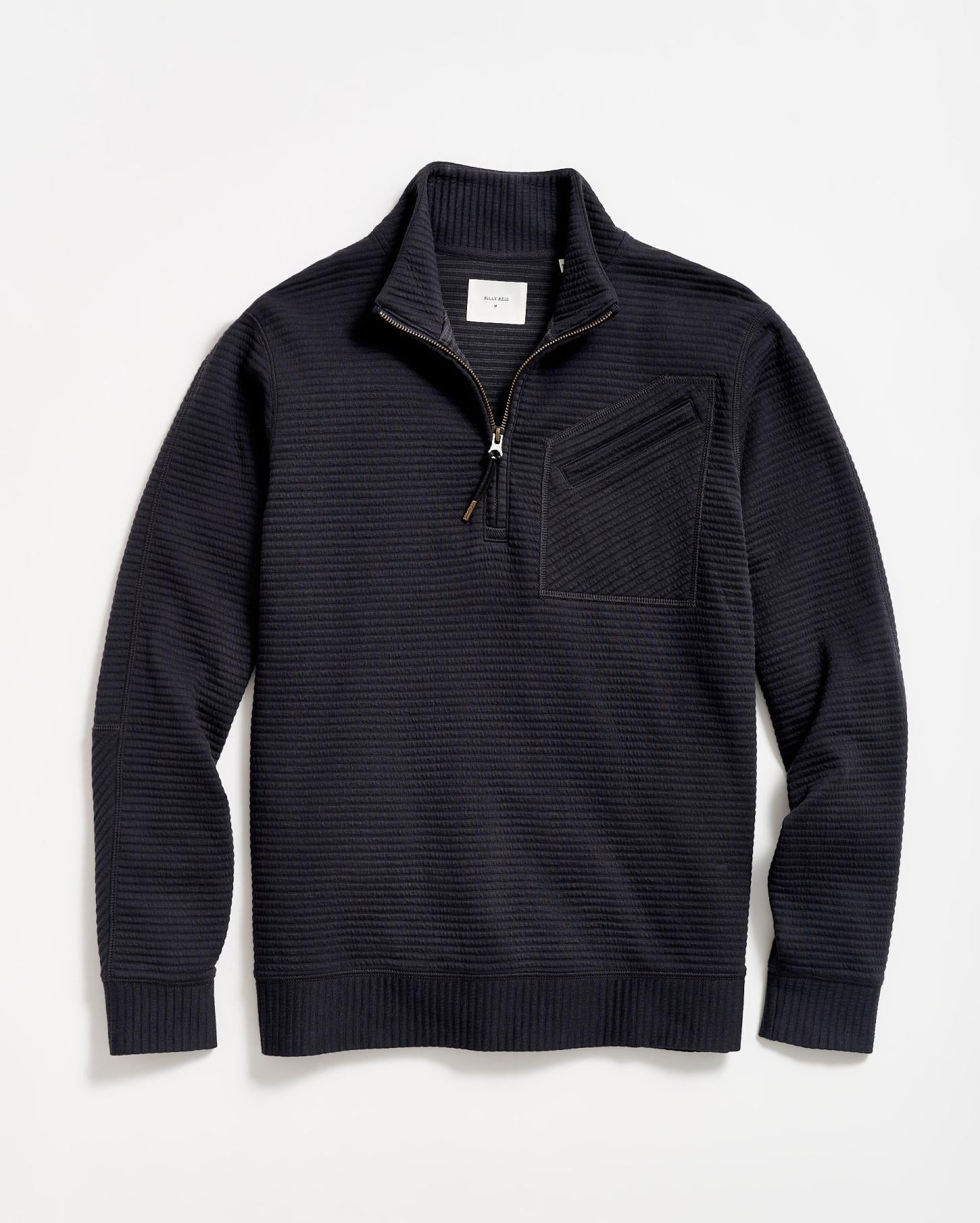 Men Quilted Half Zip Dark Navy | Billy Reid Sweaters &amp; Sweatshirts