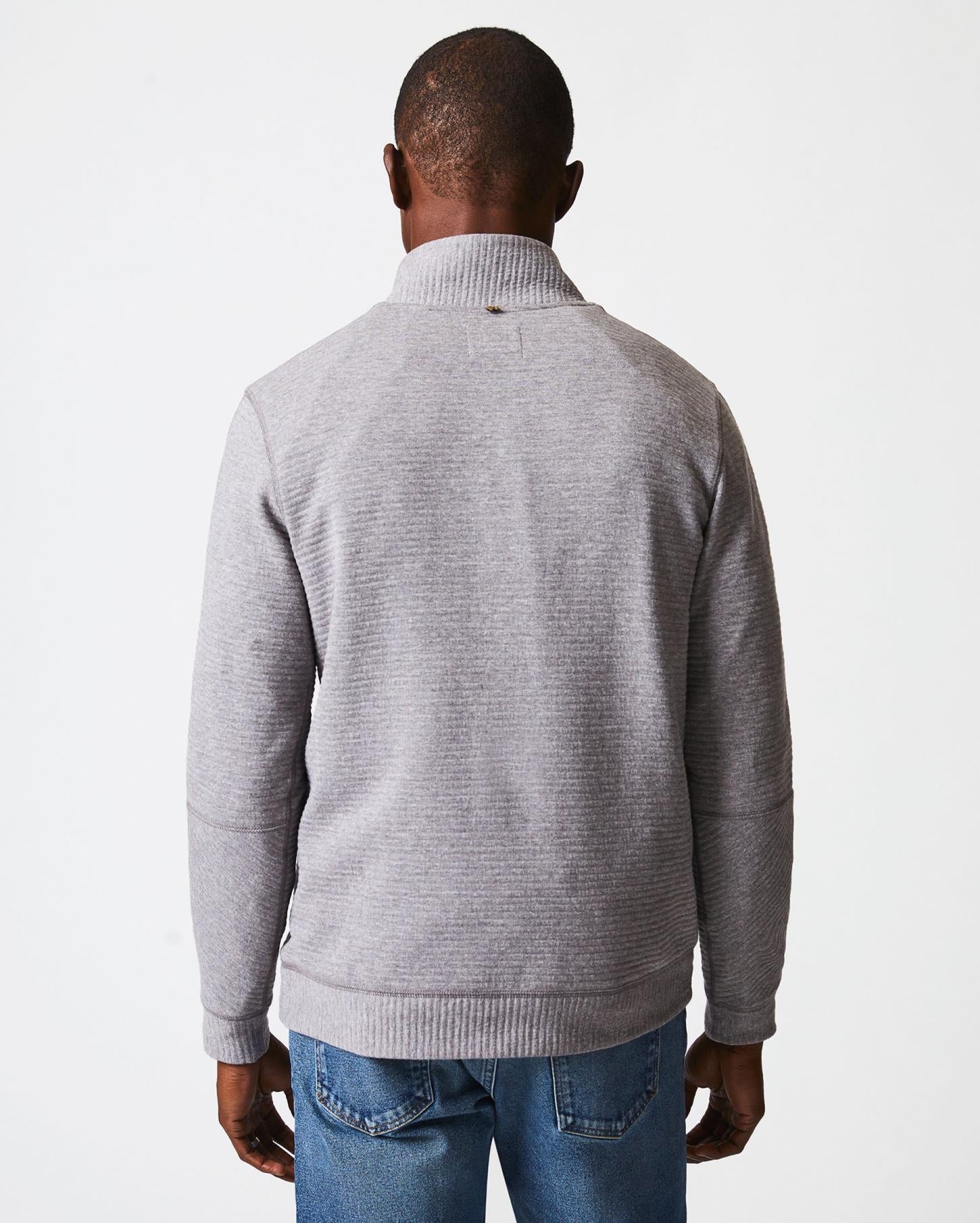Men Quilted Half Zip Medium Grey | Billy Reid Sweaters &amp; Sweatshirts