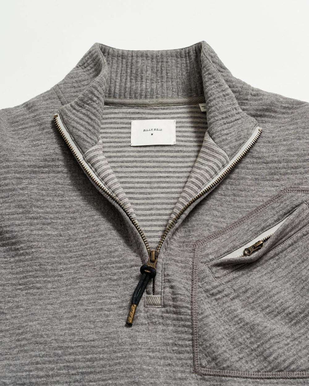 Men Quilted Half Zip Medium Grey | Billy Reid Sweaters &amp; Sweatshirts