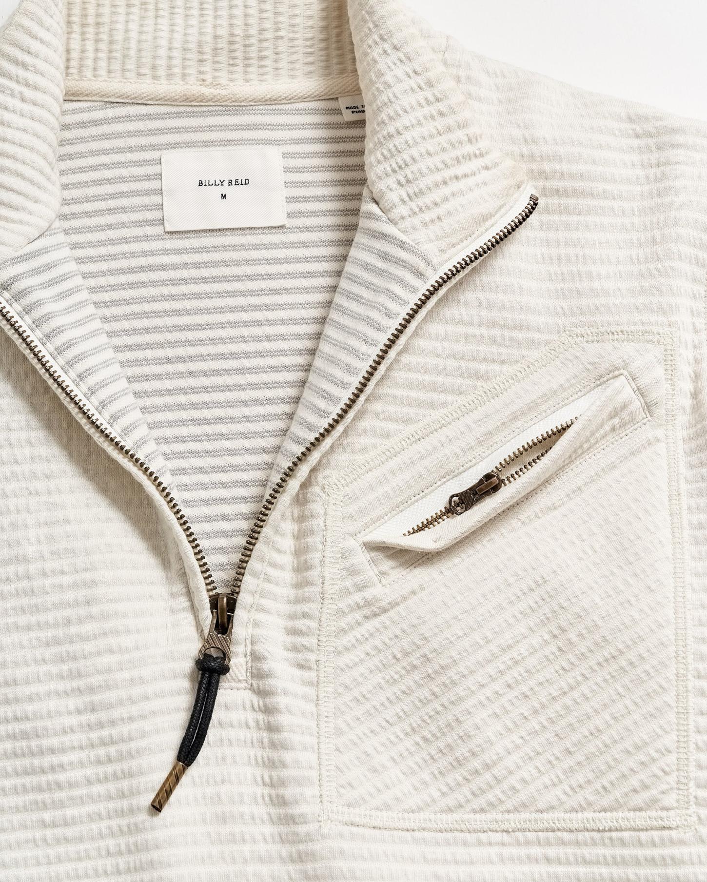 Men Quilted Half Zip Tinted White | Billy Reid Sweaters &amp; Sweatshirts