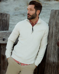 Men Quilted Half Zip Tinted White | Billy Reid Sweaters &amp; Sweatshirts