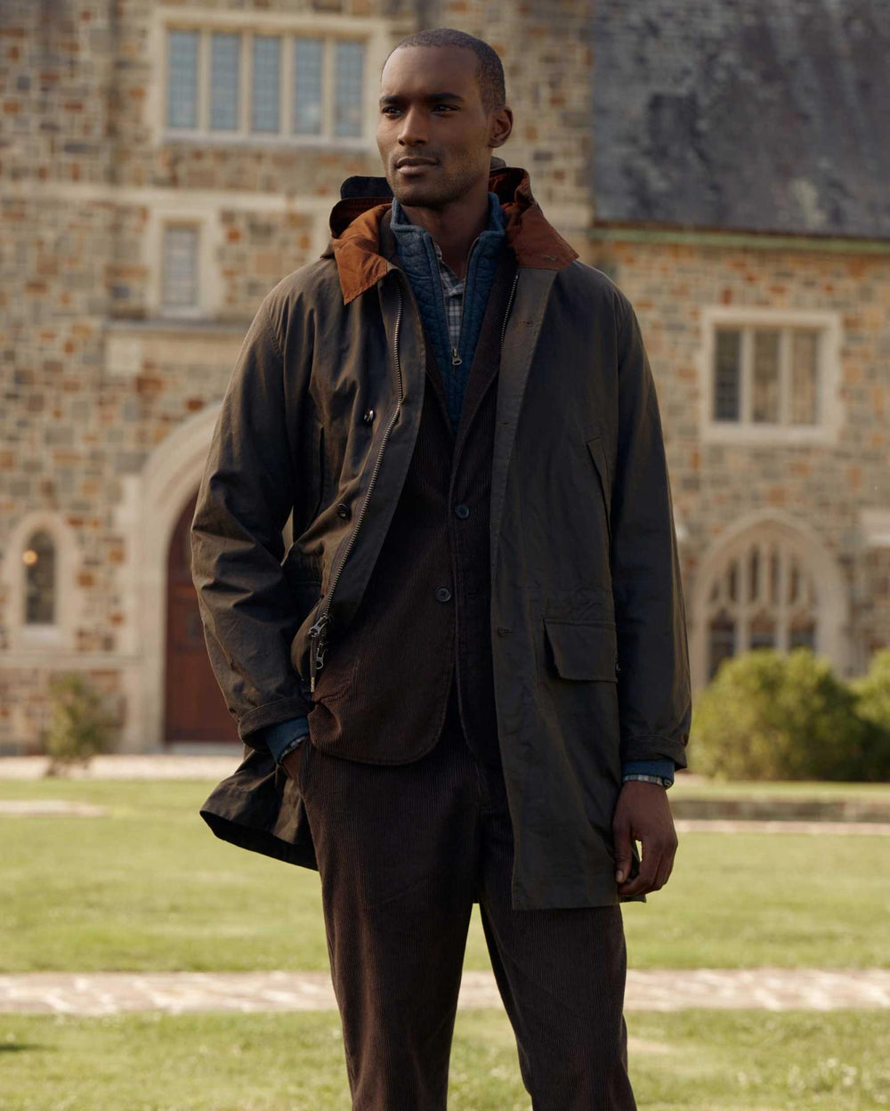 Men Rain Parka Olive | Billy Reid Jackets &amp; Outerwear