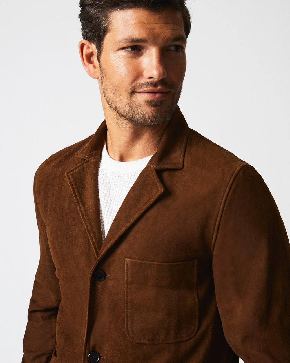Men Rivermont Suede Jacket Cognac | Billy Reid Suiting