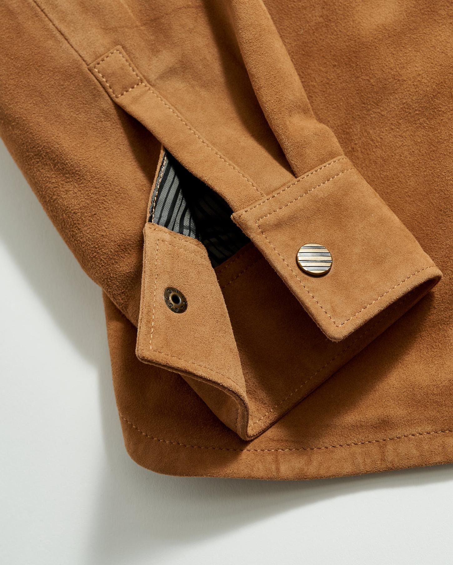 Men Savoy Suede Workshirt Camel | Billy Reid Shirting