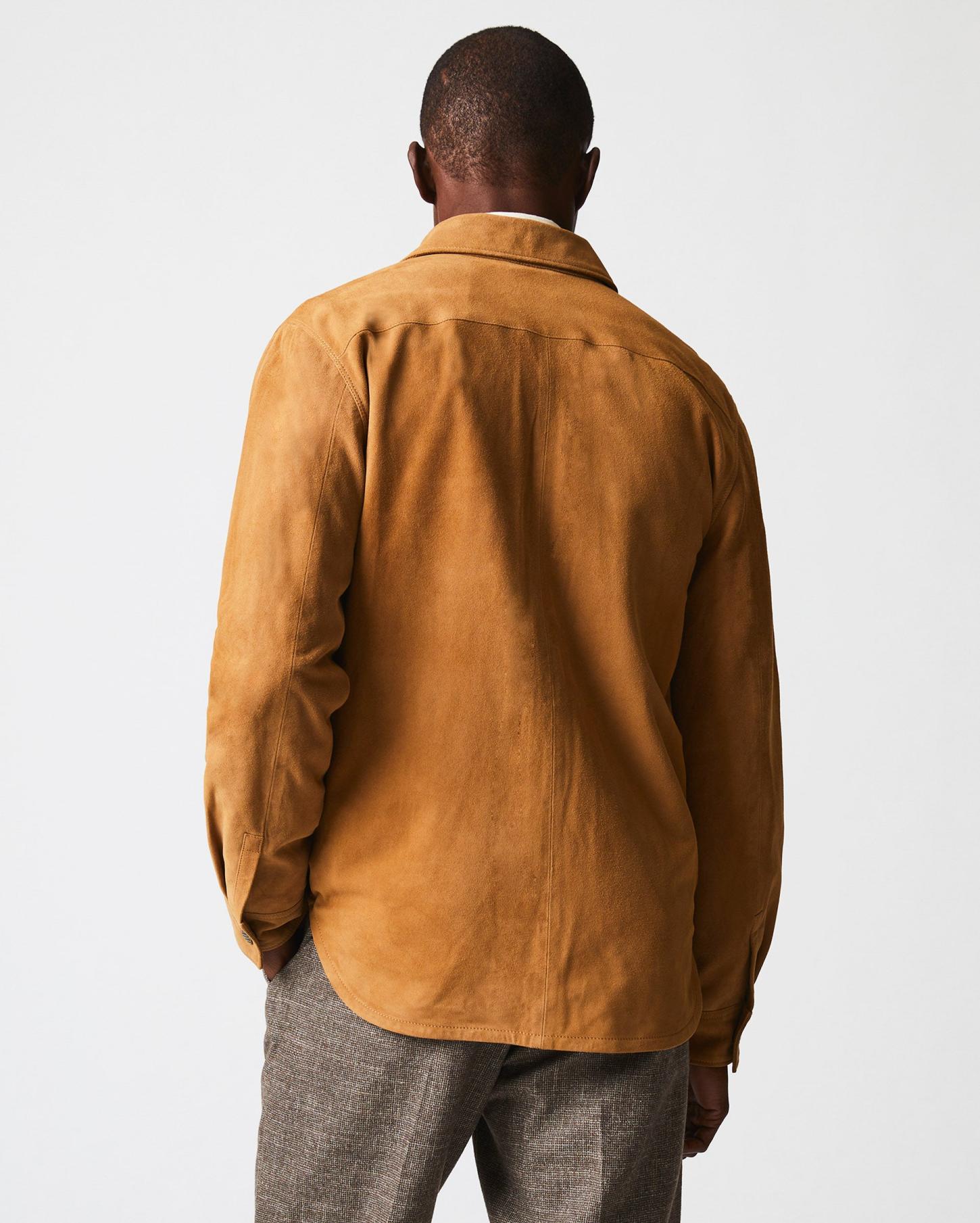 Men Savoy Suede Workshirt Camel | Billy Reid Shirting