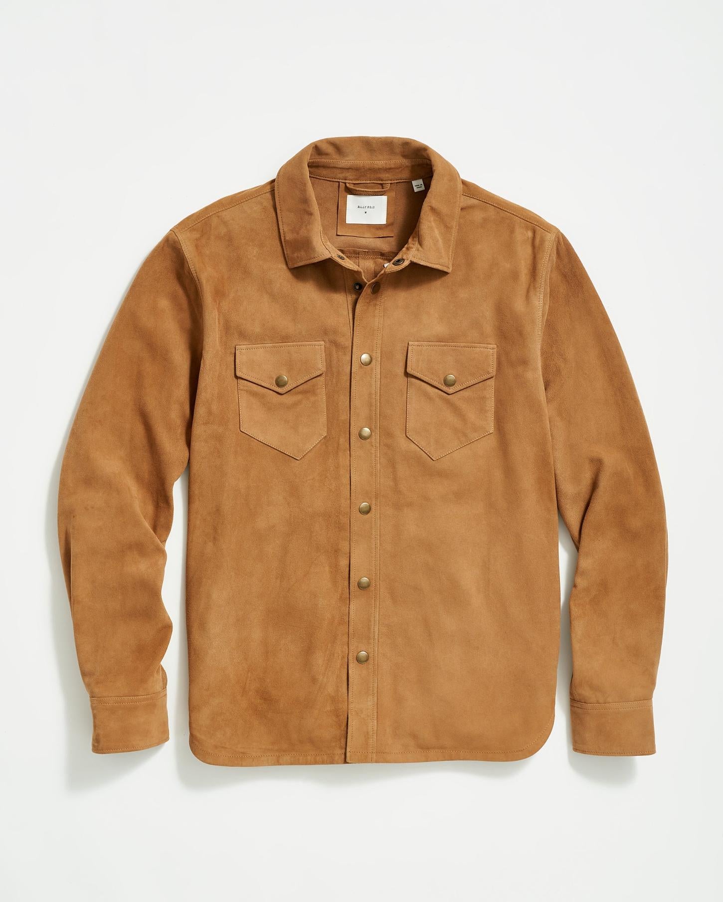 Men Savoy Suede Workshirt Camel | Billy Reid Shirting