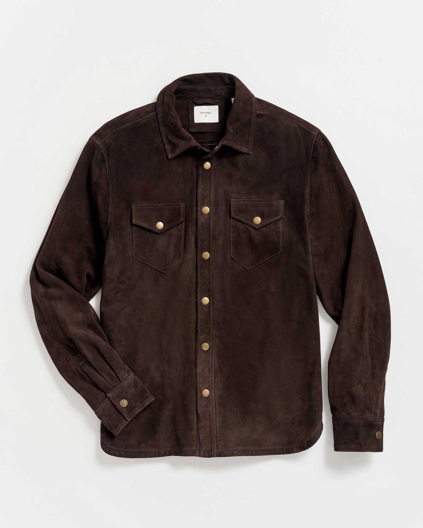 Men Savoy Suede Workshirt Chocolate | Billy Reid Shirting