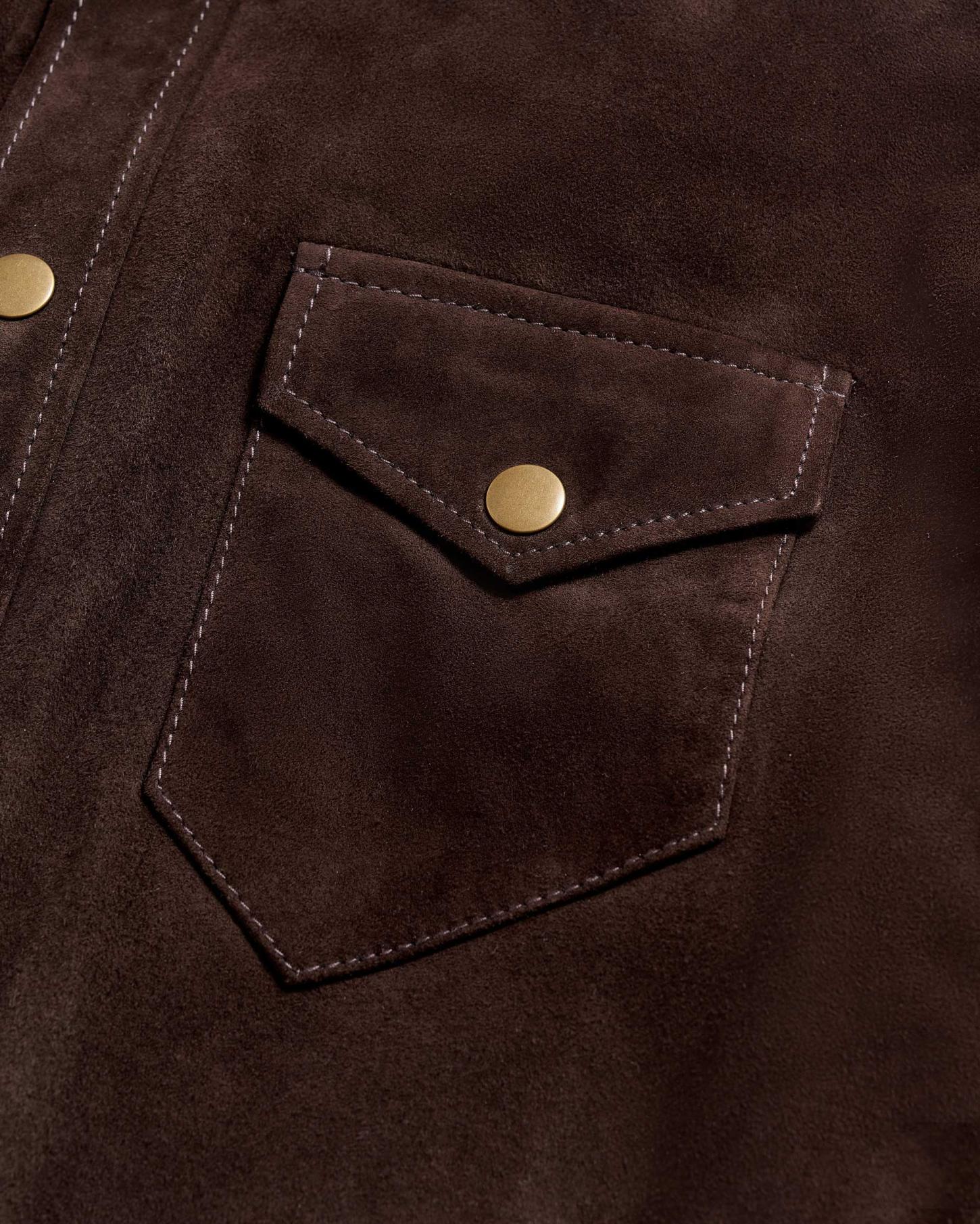 Men Savoy Suede Workshirt Chocolate | Billy Reid Shirting