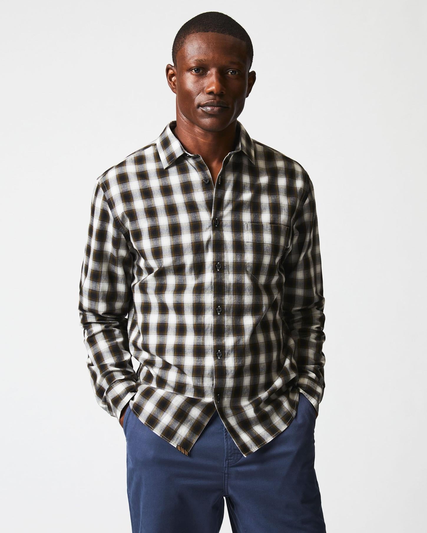 Men Shadow Plaid Tuscumbia Shirt Black/multi | Billy Reid Shirting
