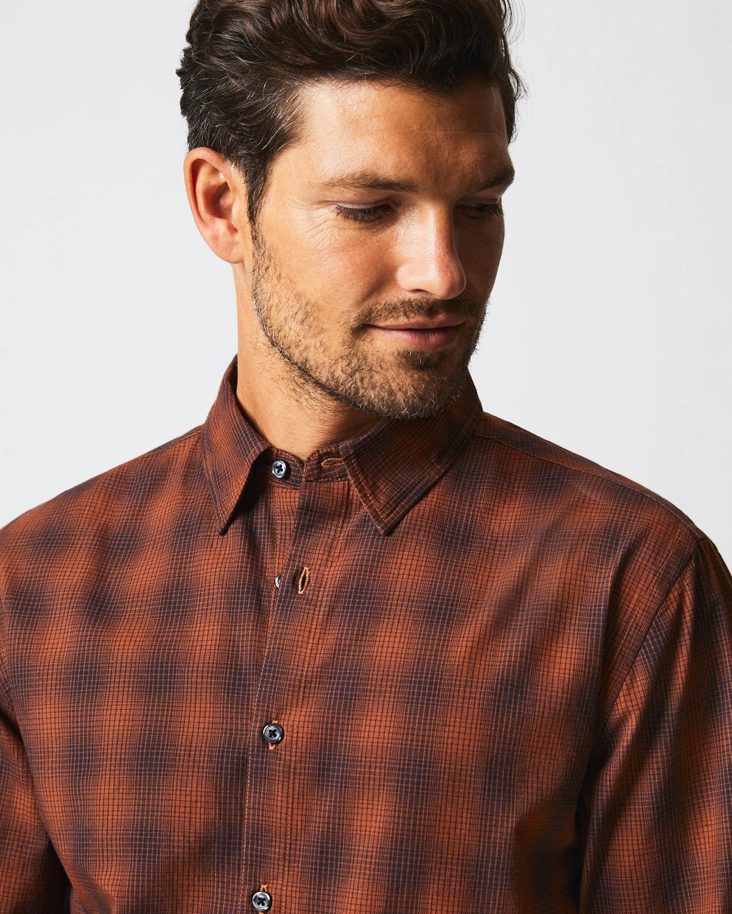Men Shadow Plaid Tuscumbia Shirt Black/rust | Billy Reid Shirting