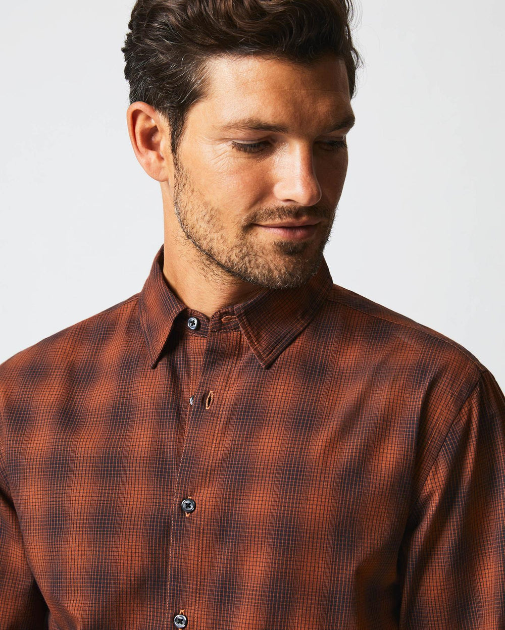 Men Shadow Plaid Tuscumbia Shirt Black/rust | Billy Reid Shirting