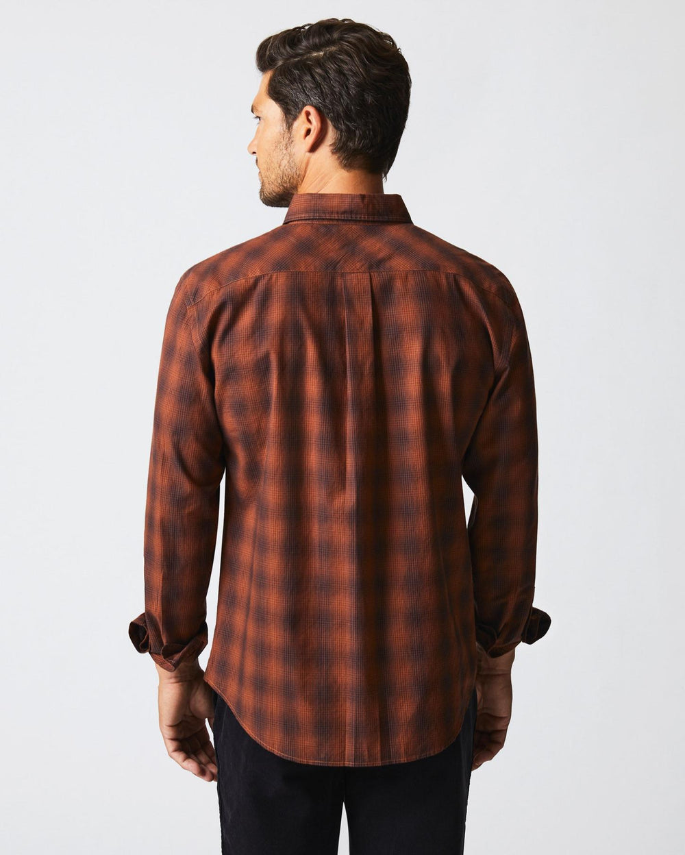 Men Shadow Plaid Tuscumbia Shirt Black/rust | Billy Reid Shirting