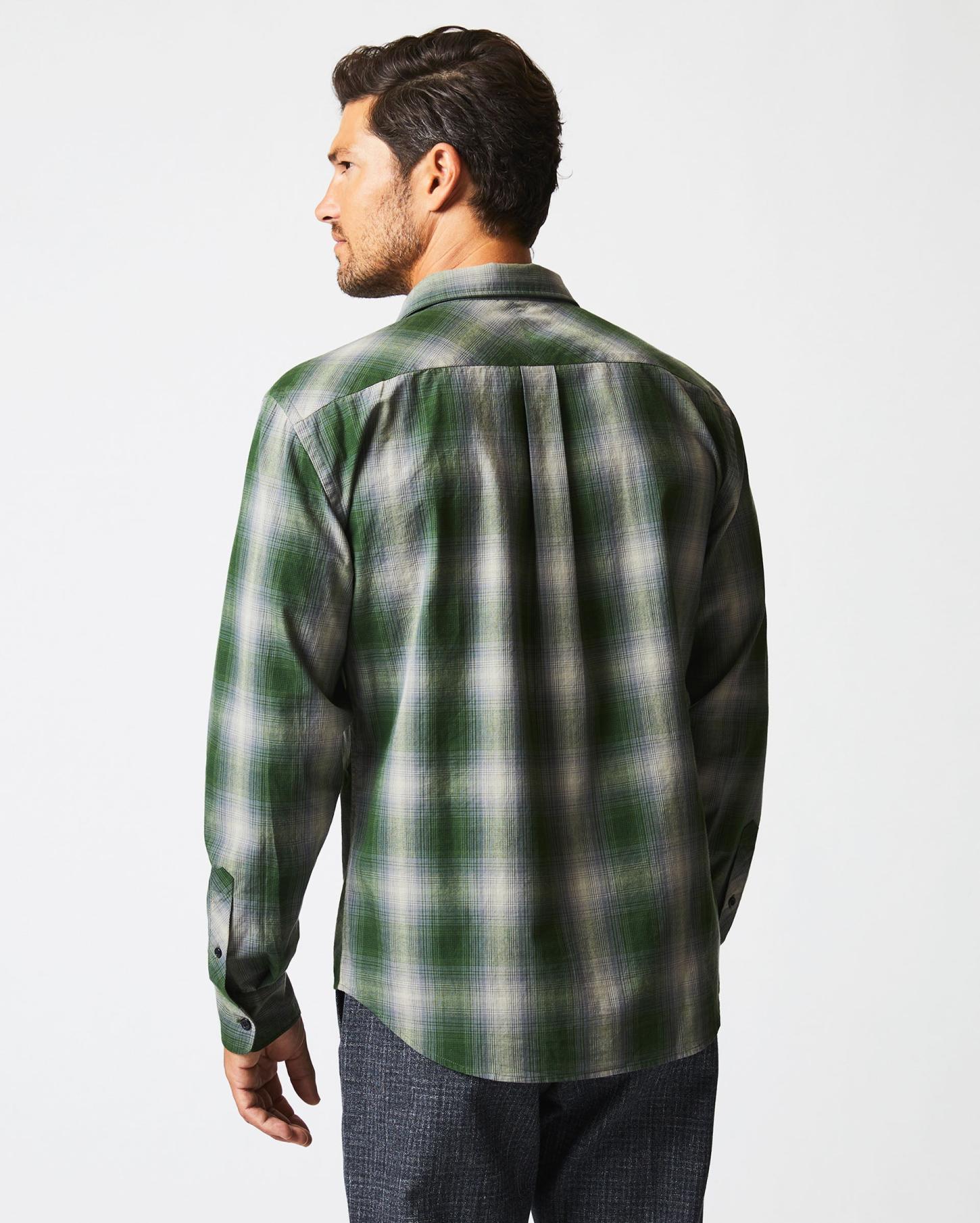Men Shadow Plaid Tuscumbia Shirt Green/grey | Billy Reid Shirting