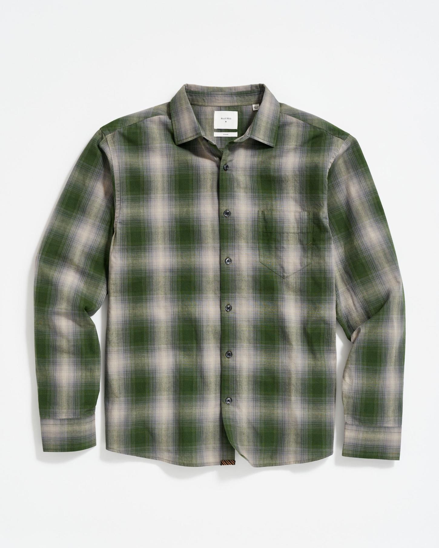 Men Shadow Plaid Tuscumbia Shirt Green/grey | Billy Reid Shirting