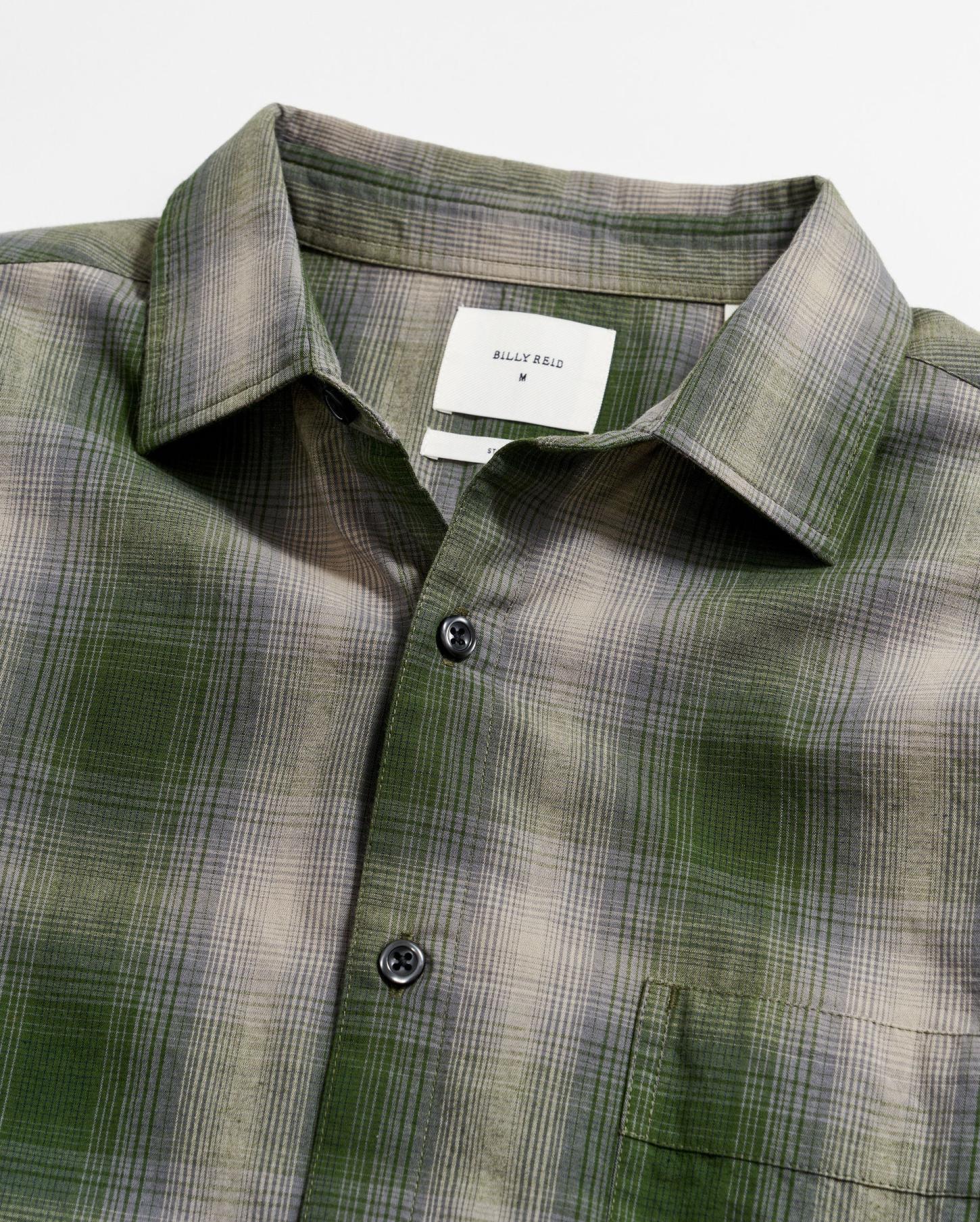 Men Shadow Plaid Tuscumbia Shirt Green/grey | Billy Reid Shirting