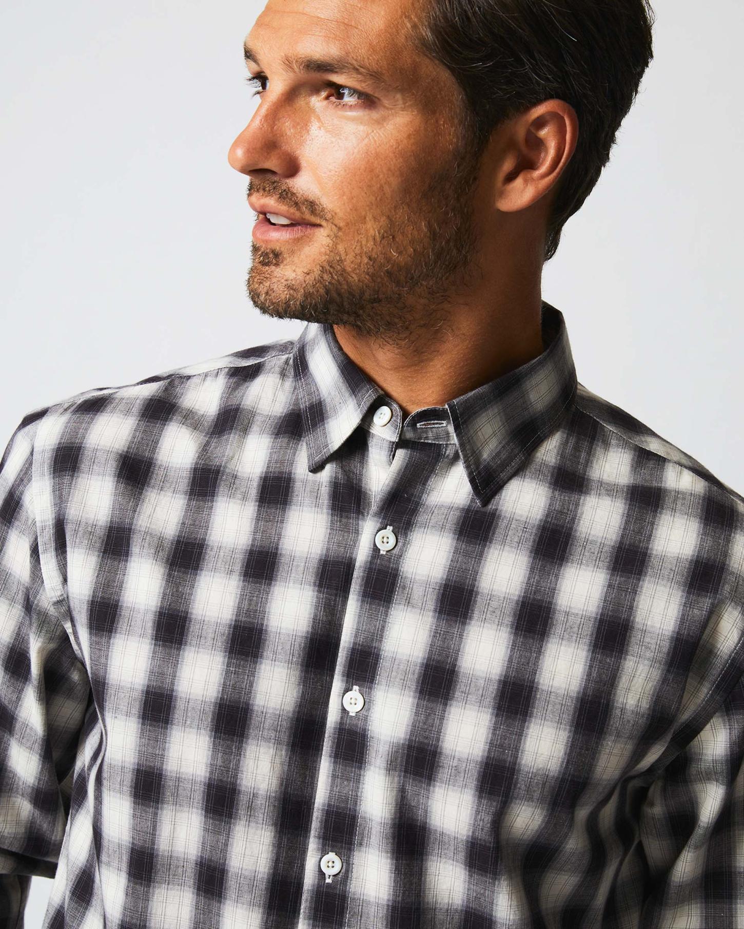 Men Shadow Plaid Tuscumbia Shirt Hidden Bd Black/natural | Billy Reid Shirting